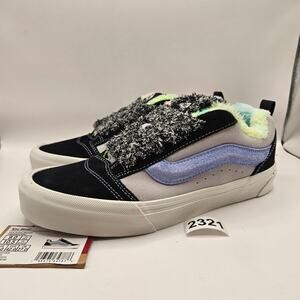 VANS MEN'S 9 KNU SKOOL PARTY ANIMAL RAINBOW BLACK SUEDE FAUX FUR NWOB